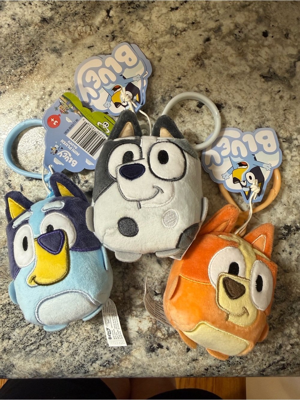 Bluey Mini Clip-On Plush, a 4.75-inch Set of 3
